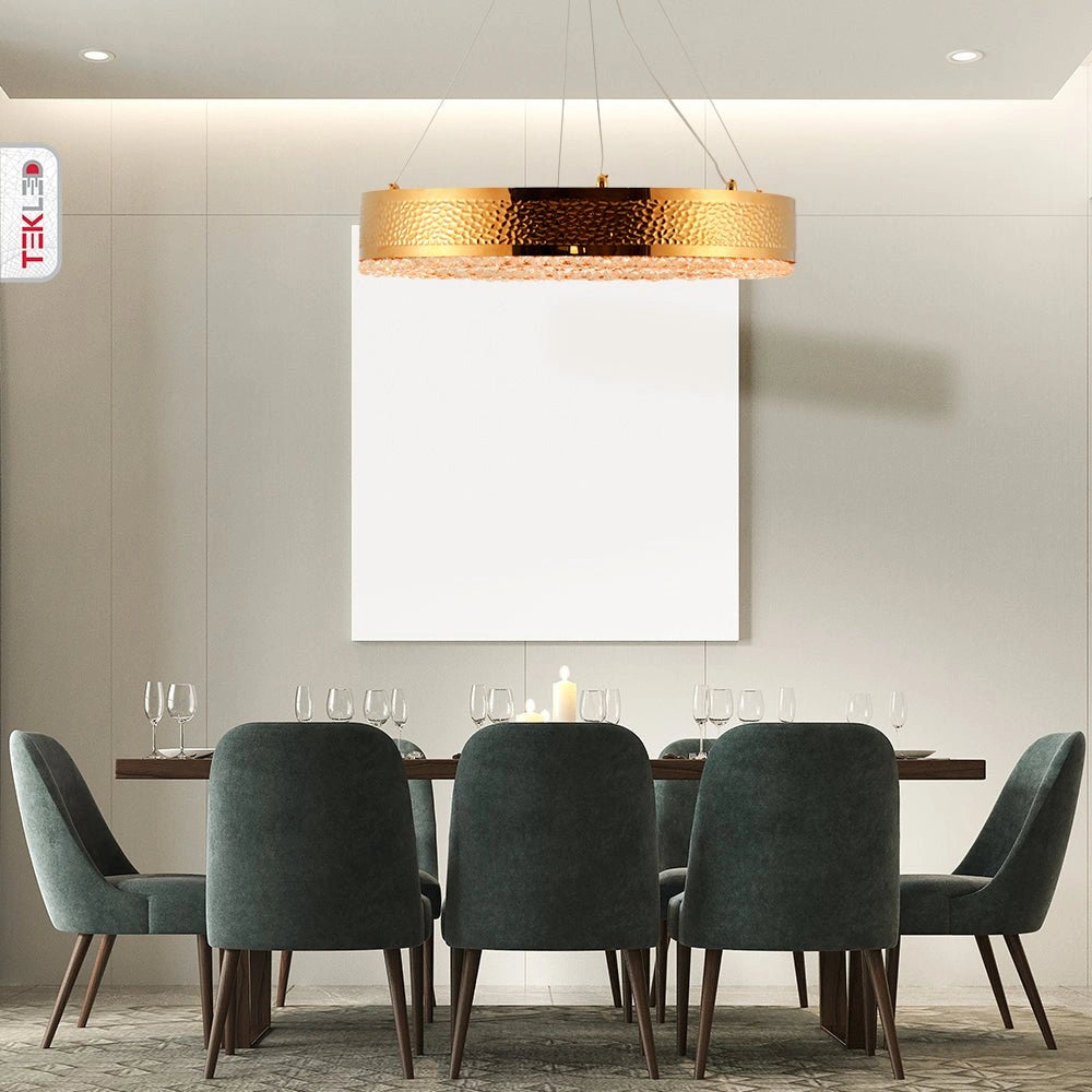 Interior application of Ball Crystal Gold Metal Island Chandelier L850 with 10XE14 Fitting | TEKLED 156-19566
