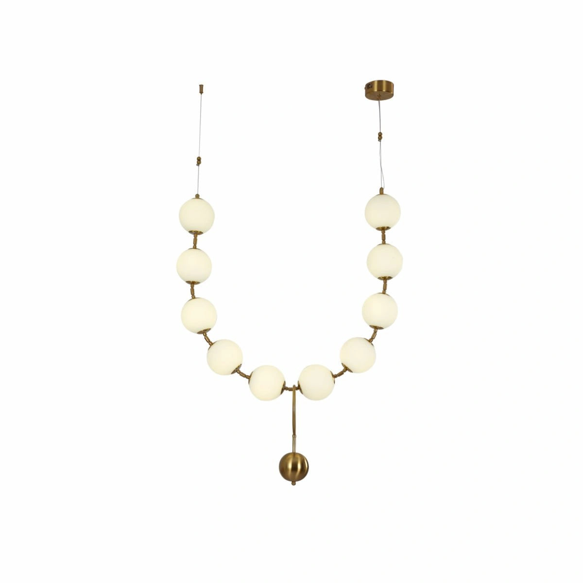 Main image of Contemporary Rosary Opal Globe Glass Gold Metal Chandelier Ceiling Light 40W 4000K Cool White 2 Suspension | TEKLED 159-17570
