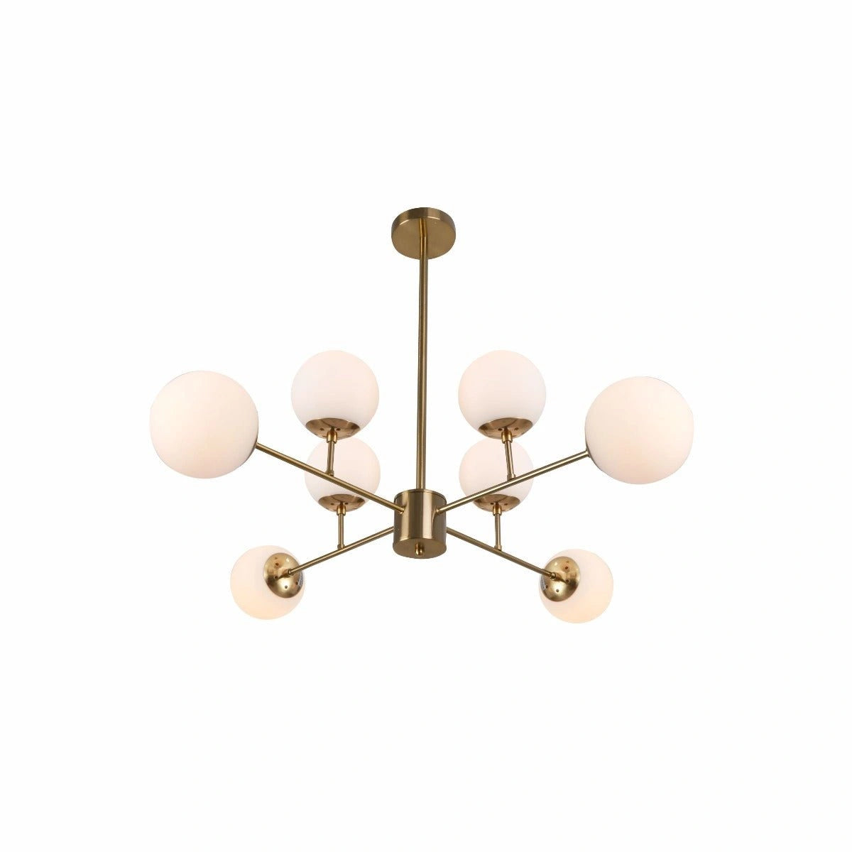 Main image of Chandelier Stilnovo Opal Glass Gold Body with 8xE27 Fitting | TEKLED 159-17326