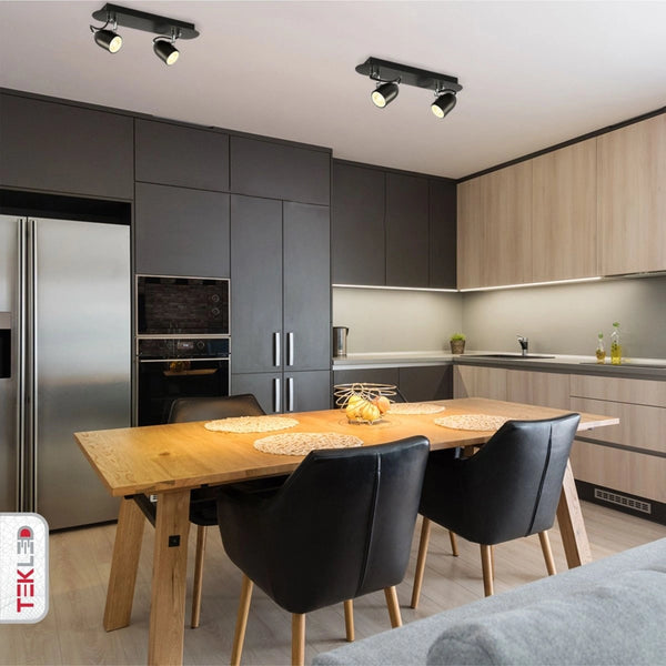 Indoor usage of Wall and Ceiling Light Cone Chrome and Black with Cuboid Rose 2xGU10 | TEKLED 159-17788