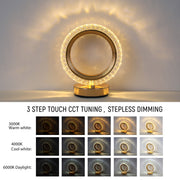Lámpara LED en forma de anillo, ideal para espacios modernos como oficinas o salas de estar, aportando un toque minimalista y elegante.