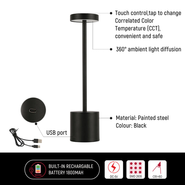 Detalles de la lámpara de columna LED portátil con control de CCT, ideal para oficinas modernas y espacios minimalistas.