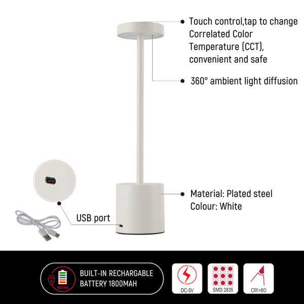 Detalle de la lámpara de columna LED portátil con control CCT, perfecta para espacios modernos y versátiles con estilo contemporáneo.
