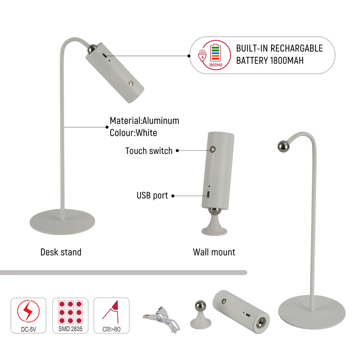 Primer plano de lámpara LED Magna Lume con montaje a clip, ideal para espacios de trabajo modernos y funcionales.