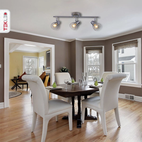 Silver Cage Chrome Body Semi Flush Ceiling Light 3Xe14 in indoor setting