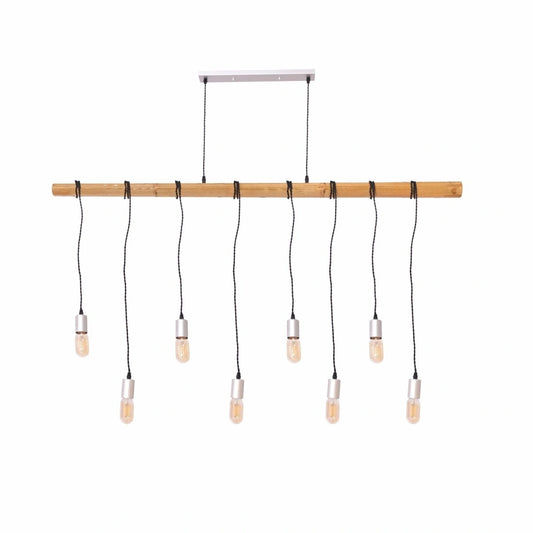 Main image of Wood Rod Multi Pendant Island Chandelier with 8xE27 Fittings | TEKLED 159-17504