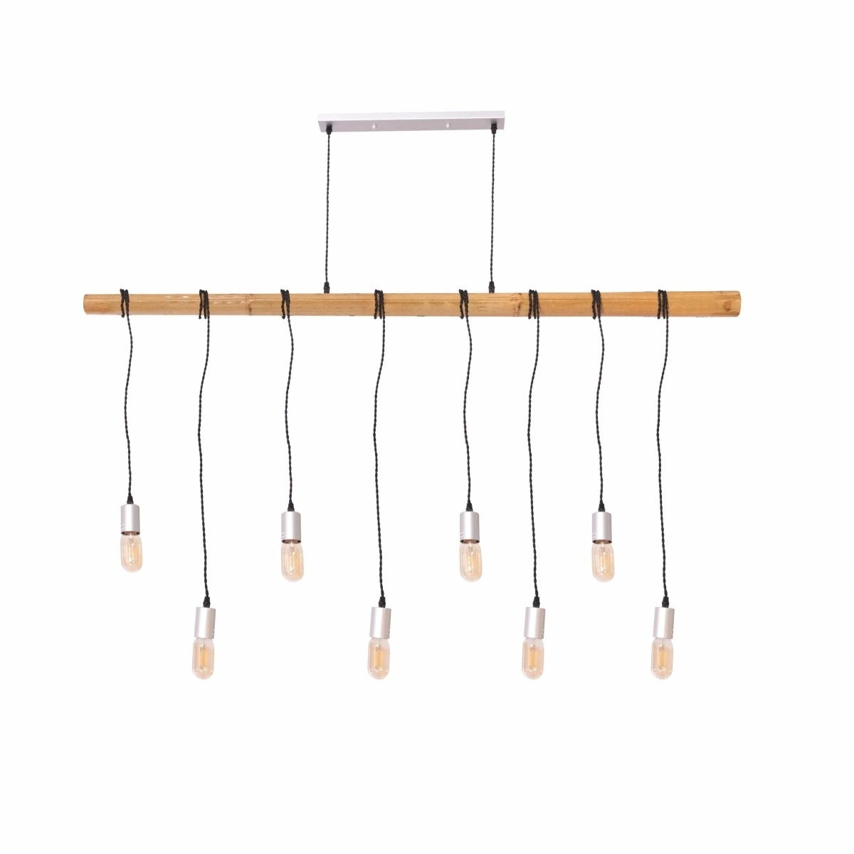Main image of Wood Rod Multi Pendant Island Chandelier with 8xE27 Fittings | TEKLED 159-17504