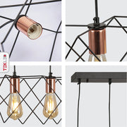 Detailed photo of black metal caged island chandelier with 3xe27 fitting