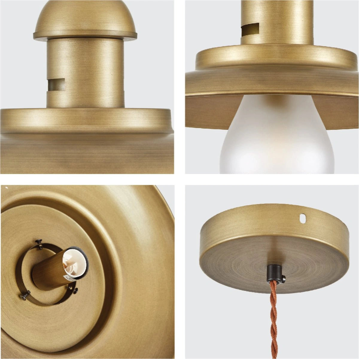Detailed shots of Bronze Metal Opal Glass Step Pendant Ceiling Light with E14 | TEKLED 150-17105