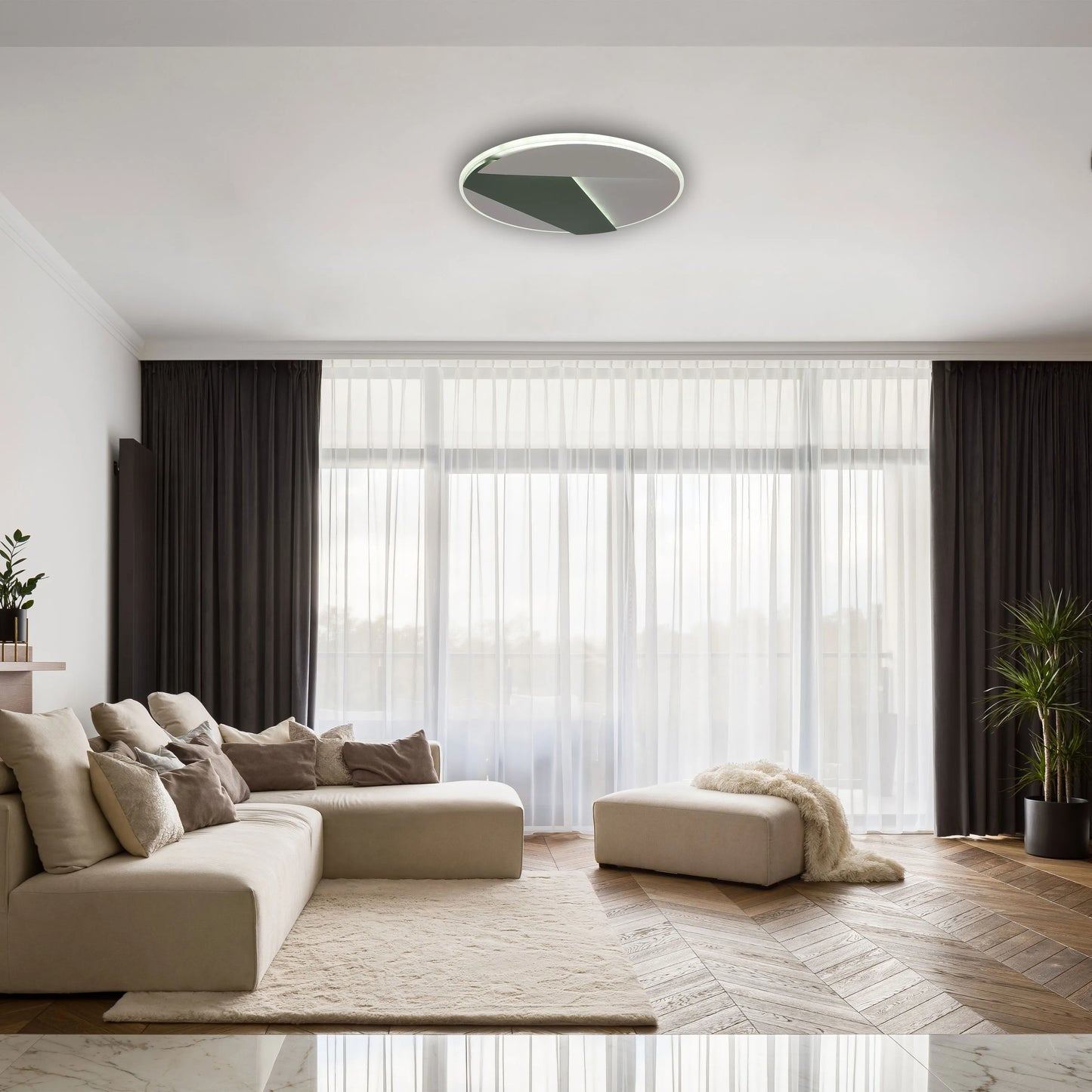 Lámpara de Techo LED en Capas con Iluminación Oculta, Montaje al Ras