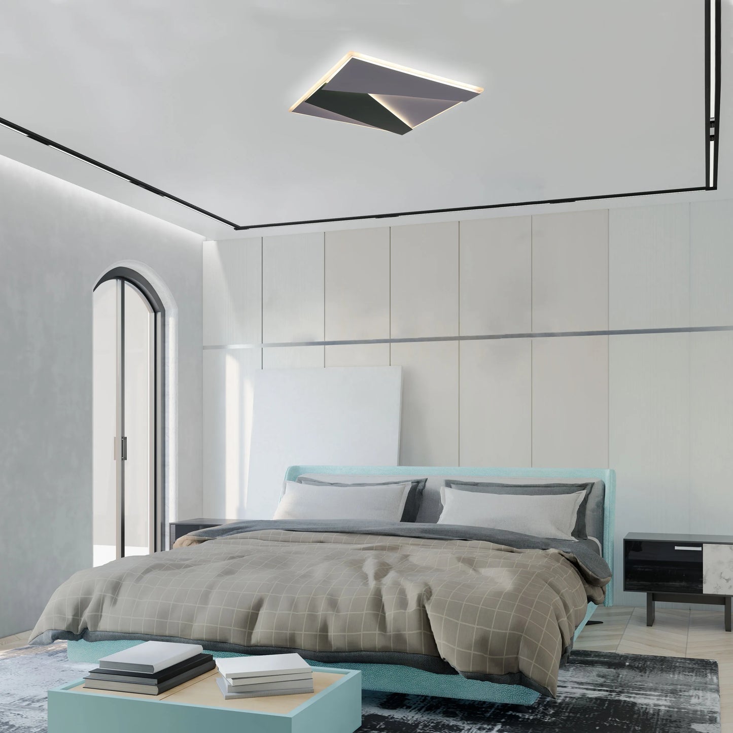 Lámpara de Techo LED en Capas con Iluminación Oculta, Montaje al Ras