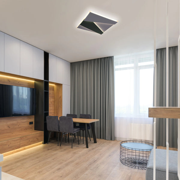 Lámpara de Techo LED en Capas con Iluminación Oculta, Montaje al Ras