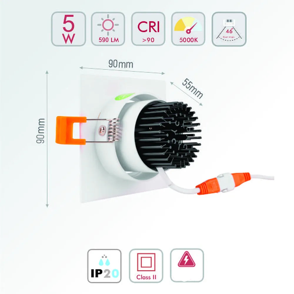 Size and technical specs of the LED OC001A 1х5W 5000K WHITE-165-03321-165-03321