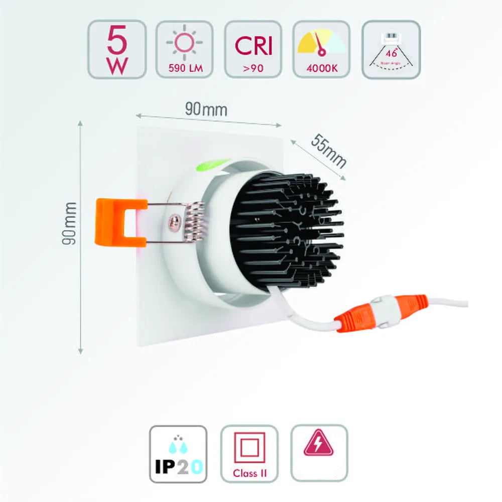 Size and technical specs of the LED OC003A 1х5W 4000K WHITE-165-03320-165-03320