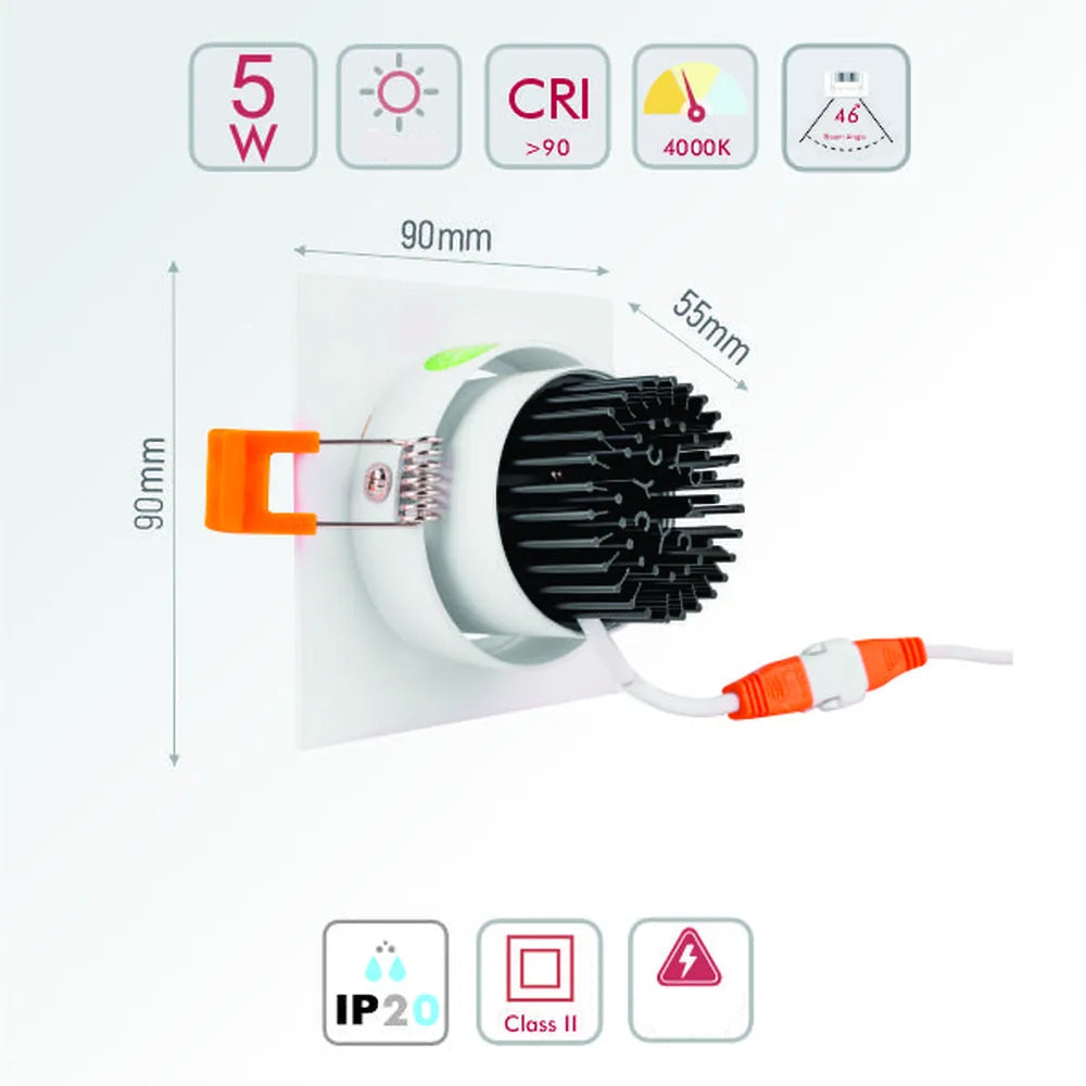 Size and technical specs of the LED OC003A 1х5W 4000K WHITE-165-03320-165-03320