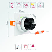 Size and technical specs of the LED OC003A 1х5W 4000K WHITE-165-03320-165-03320