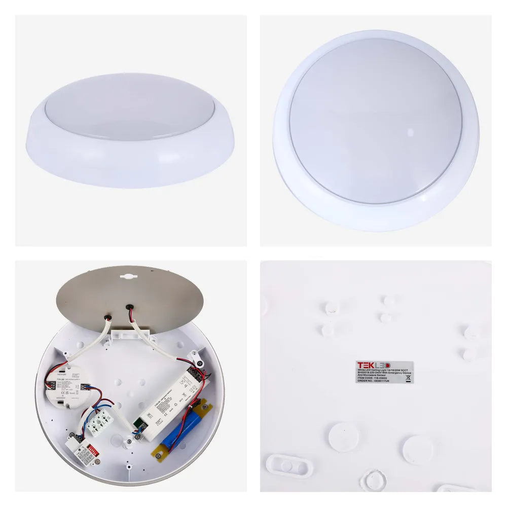 Detalles del Plafón LED Paladin 14-16-20 W 3CCT IP54 con Borde Blanco-118-03622