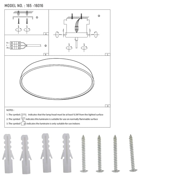 User manual for LED Sparkling Flush Ceiling Light Black D400 6000K/4000K/3000K 27Wx2(TEKLED)-165-16016