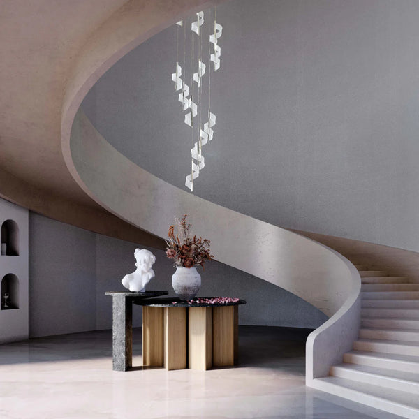 LED Spiral Modern Staircase Chandelier CCT Changeable 6