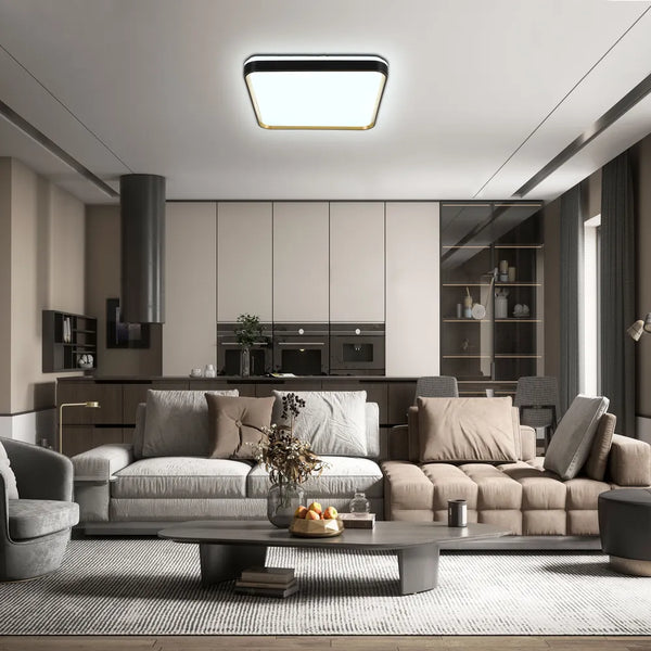 LED Flush Ceiling Light TEKLED LED Square Flush Ceiling Light Black Gold 500x500 6000K/4000K/3000K 45Wx2(TEKLED)--165-16008