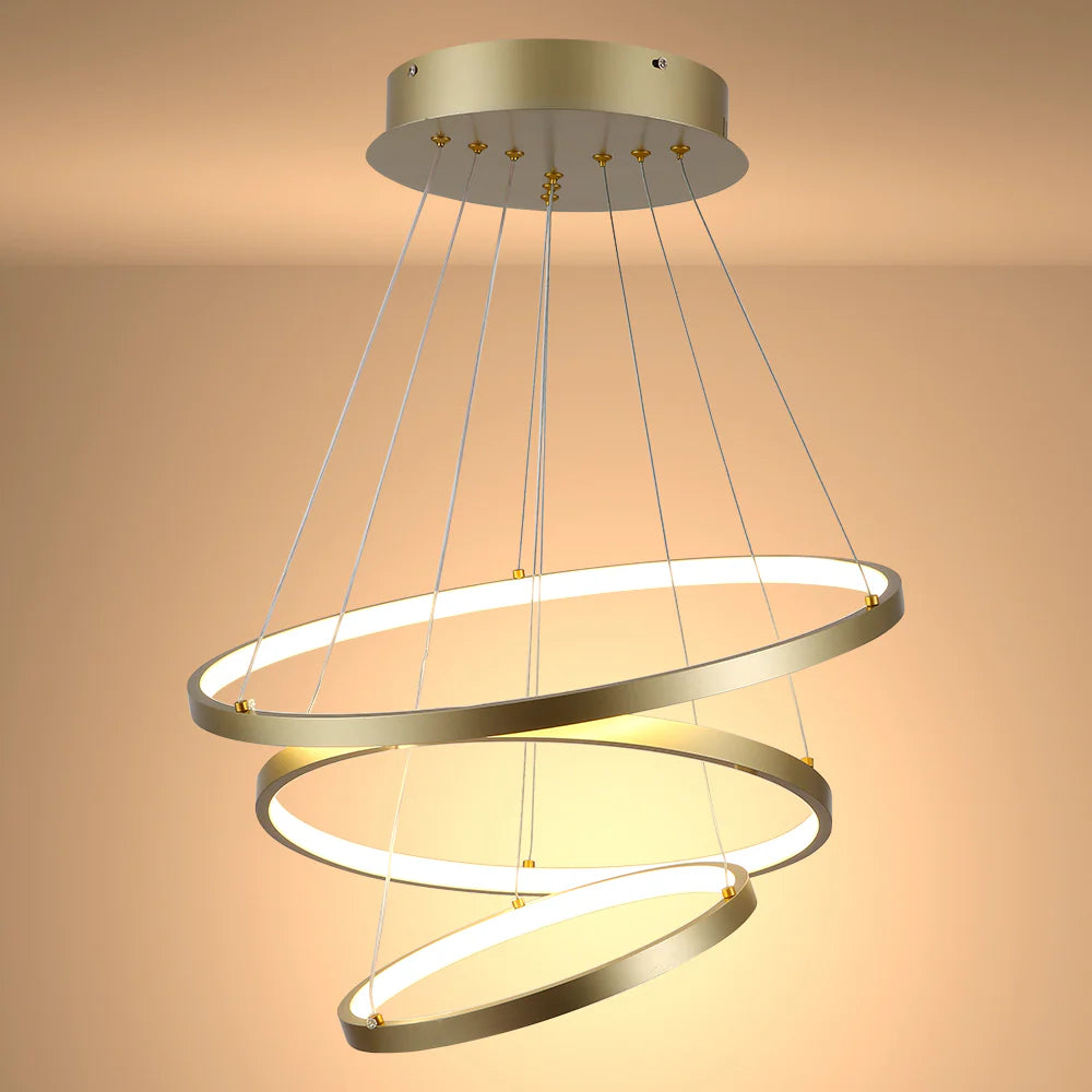 LED Triple Circle Gold Finishing 4000K Natural Cool White Modern Contemporary Nordic Scandinavian Pendant Ceiling Light 1