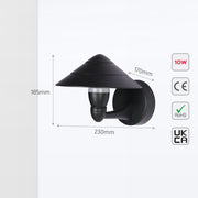 Luz de pared LED en forma de hongo negro, ideal para patios modernos y exteriores contemporáneos.