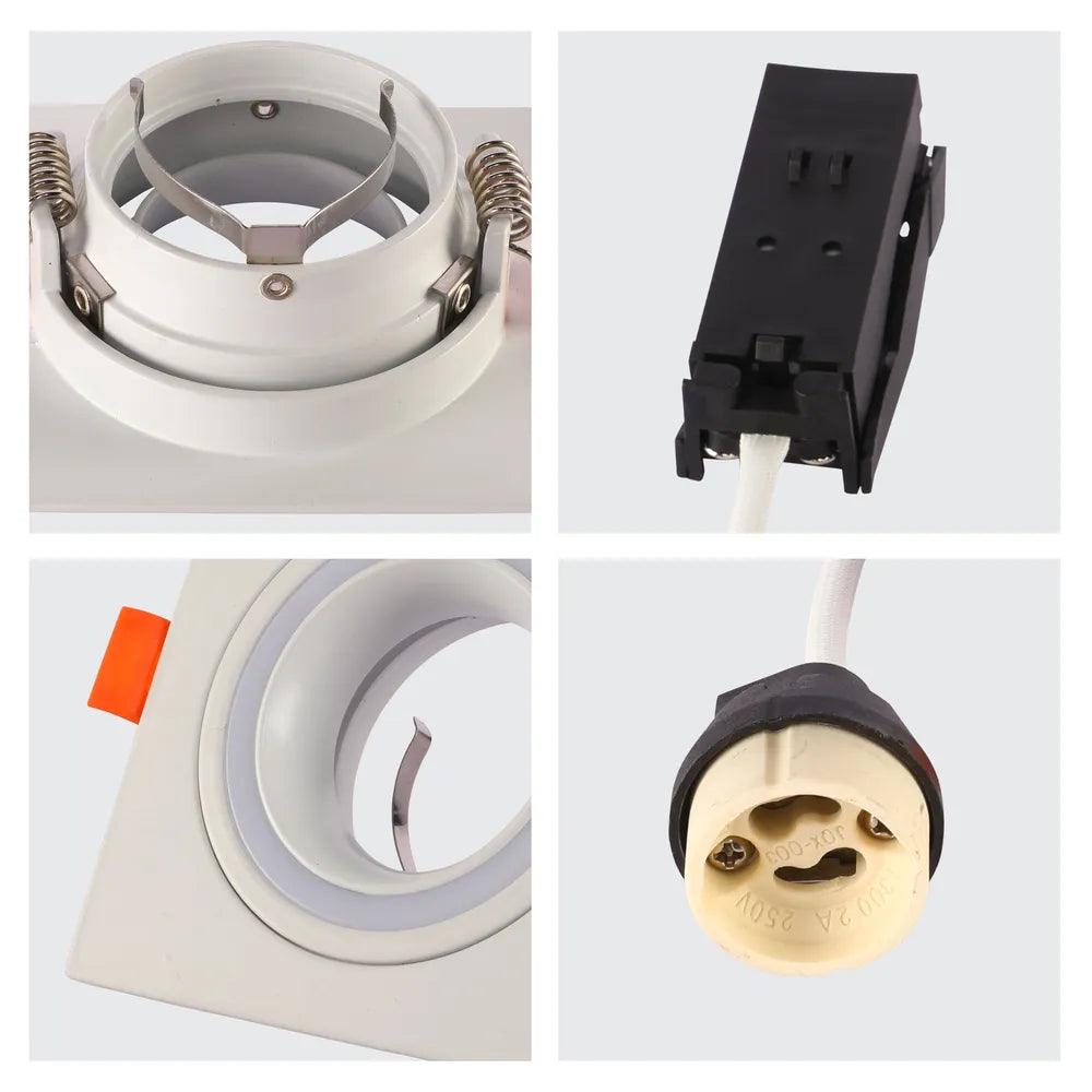 Primer plano del Downlighter Empotrado Fijo GU10 de Bajo UGR Cuadrado-143-03401
