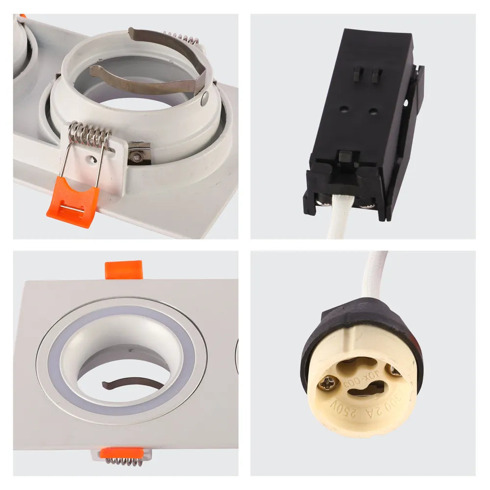 Plano cercano del Downlighter Empotrado Fijo de Bajo UGR GU10 Cuadrado-143-03403