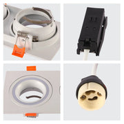 Plano cercano del Downlighter Empotrado Fijo de Bajo UGR GU10 Cuadrado-143-03403