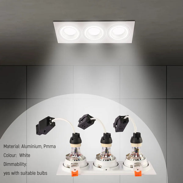 Detalles del Downlighter Cuadrado con GU10 Empotrado Fijo de Bajo UGR-143-03405