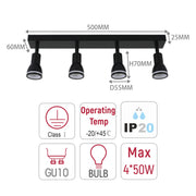 DDL0084/4 GU10 4- wattsay Spotlight Color Negro (TEKLED)