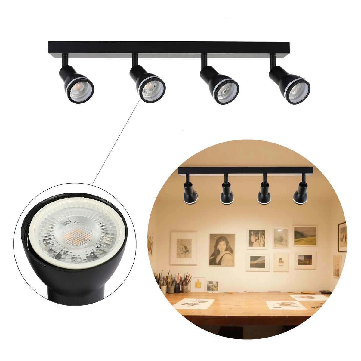 DDL0084/4 GU10 4- wattsay Spotlight Color Negro (TEKLED)
