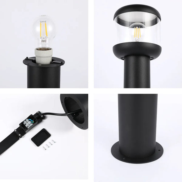 Toma de cerca de la Luz de Bolardo para Exterior LunaVista Negro E27-257-03064