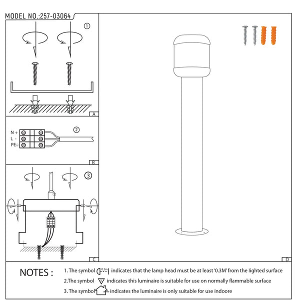 Manual de usuario para Luz de Bolardo Exterior LunaVista Negro E27-257-03064