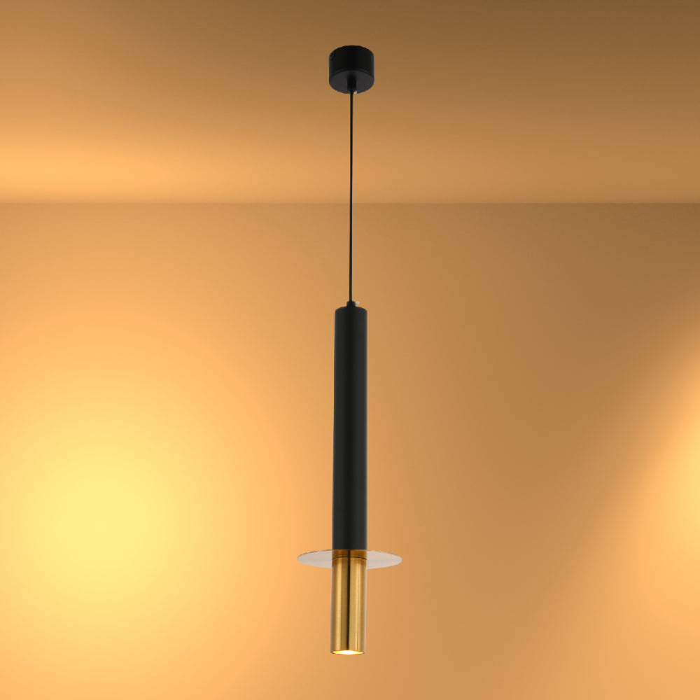Lámpara colgante LED negra y bronce de 5W, perfecta para cocinas modernas y comedores con estilo industrial.