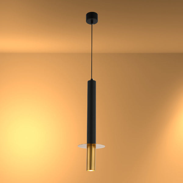 Lámpara colgante LED negra y bronce de 5W, perfecta para cocinas modernas y comedores con estilo industrial.