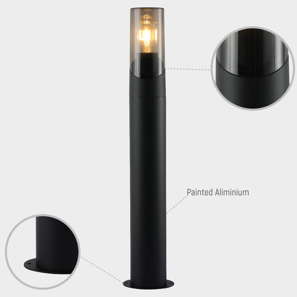 Luz de bolardo exterior blanca E27, ideal para iluminar caminos y jardines con estilo moderno y elegante.