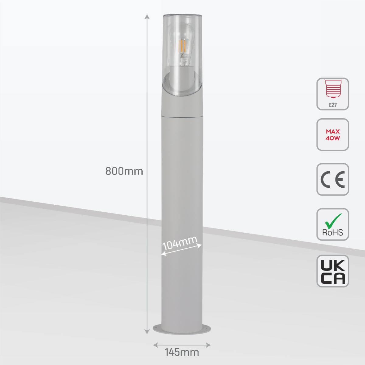 Luz de bolardo Newport para exteriores, ideal para iluminar caminos y jardines en decoraciones modernas y contemporáneas.