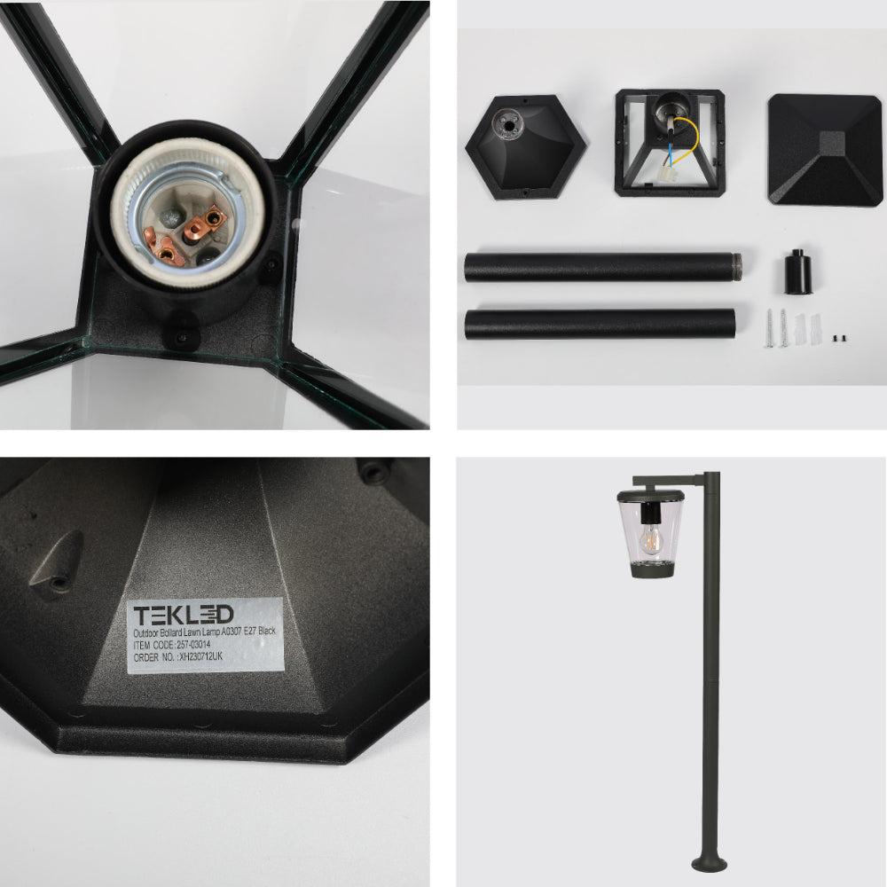 Luz de bolardo de camino exterior, ideal para jardines modernos, fabricada en gris oscuro y con casquillo E27.