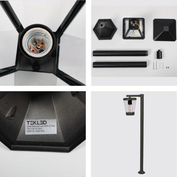 Luz de bolardo de camino exterior, ideal para jardines modernos, fabricada en gris oscuro y con casquillo E27.