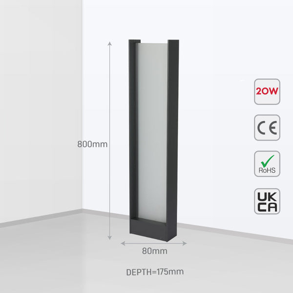 Imagen principal de un moderno faro de jardín LED, ideal para iluminar caminos en exteriores con estilo contemporáneo.
