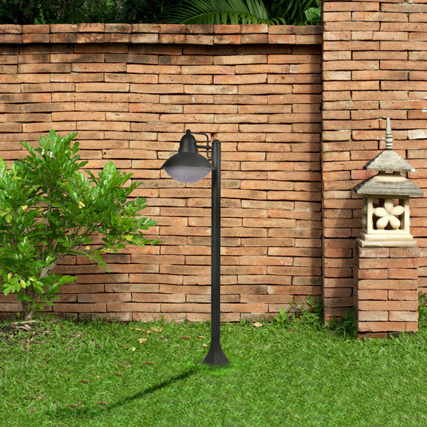 Luz bollard de camino exterior en gris oscuro, ideal para iluminar jardines y senderos en decoraciones modernas.