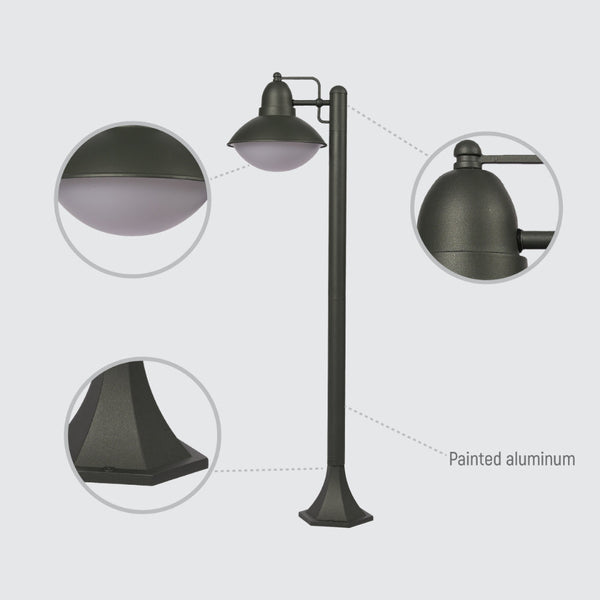 Luz de sendero bolardo exterior en gris oscuro, perfecta para jardines y entradas con estilo moderno y minimalista.