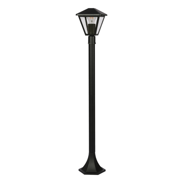 Luz bollard de jardín E27 negra, ideal para el exterior, complementa jardines modernos y caminos con estilo contemporáneo.