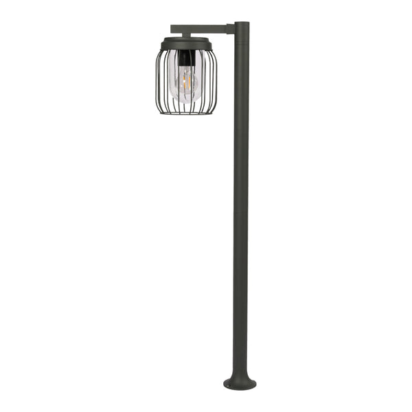 Luz bollard de jardín de exterior en gris oscuro, ideal para iluminar senderos y espacios al aire libre con estilo moderno.