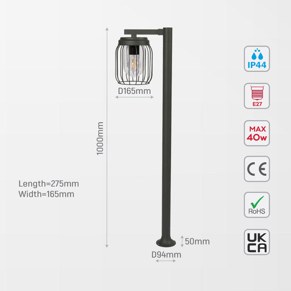 Luz bollard exterior Tuela de jardín en gris oscuro, ideal para iluminar caminos en ambientes contemporáneos y exteriores acogedores.