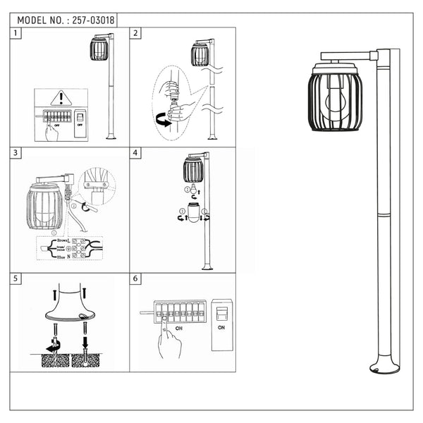 Luz de sendero exterior en bola, ideal para jardines y espacios al aire libre, con diseño moderno y acabado gris oscuro.