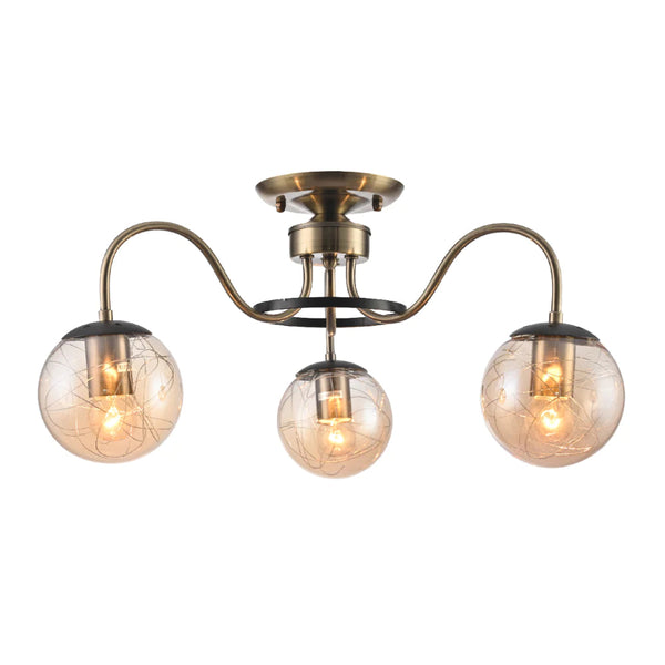 Main image of Swan Neck Antique Brass & Amber Globe Light | TEKLED 159-17994