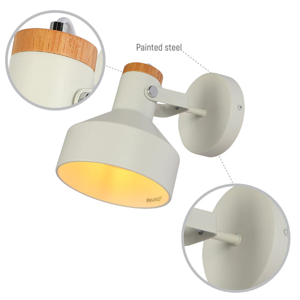Luz de pared de madera nórdica, ideal para espacios modernos y acogedores, como salas de estar o dormitorios contemporáneos.