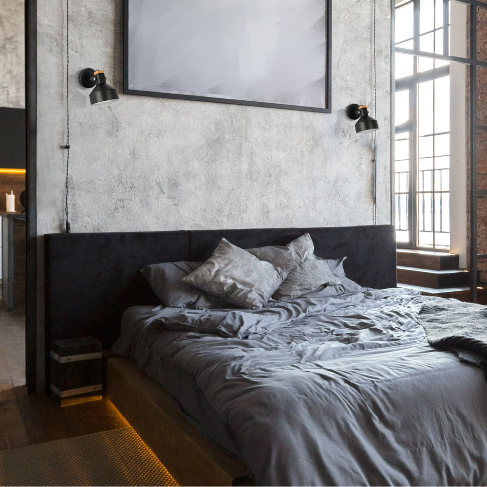Luz de pared en madera nórdica, ideal para salón moderno, añadiendo un toque acogedor y elegante a la decoración.